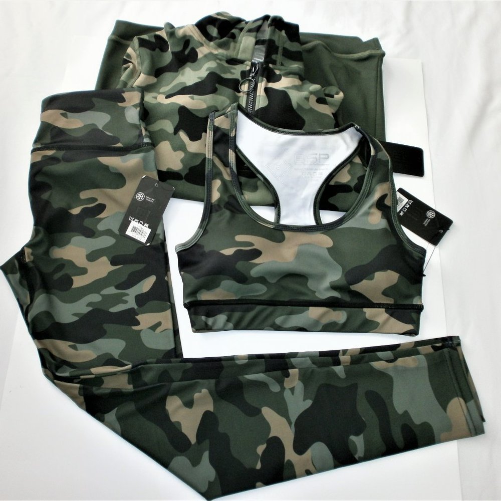 NWT BSP Camo Set (4) Women Active High Rise 7/8 S